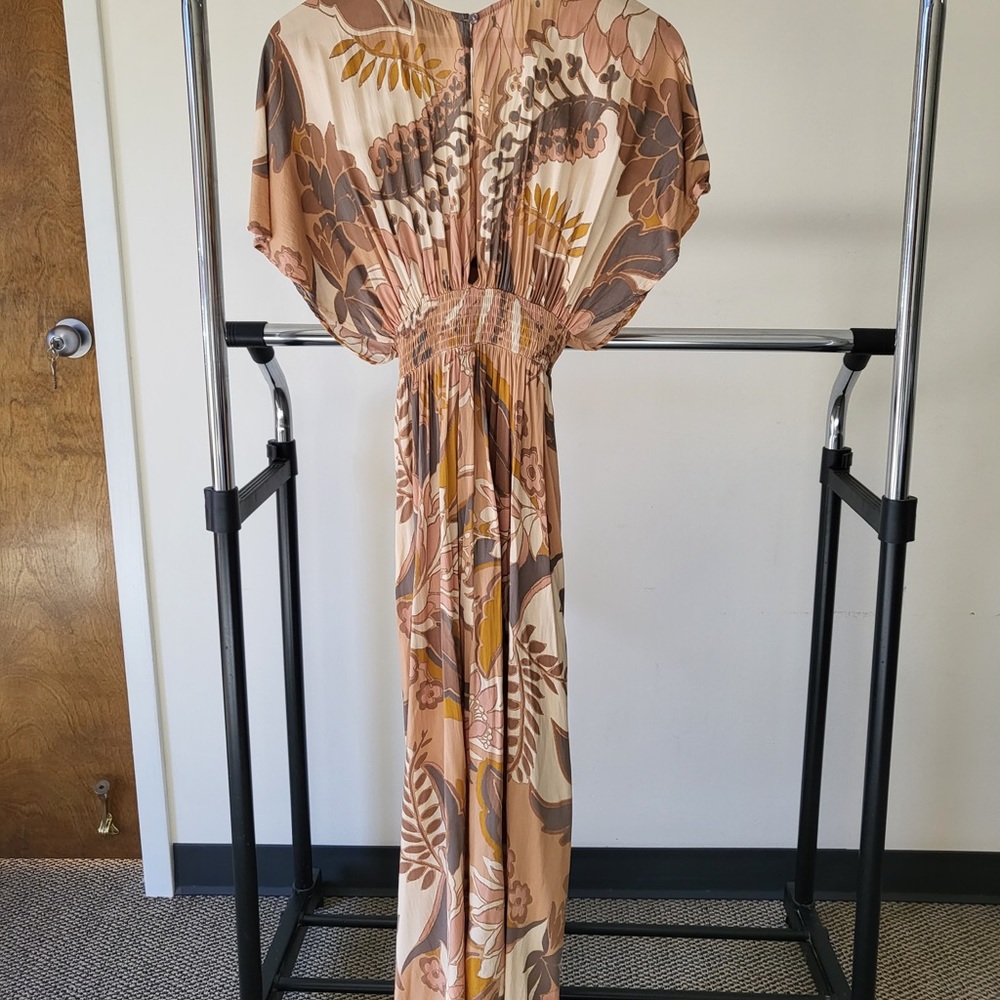 Vici Collection Kimono Sleeve Neutral Floral Midi Dress